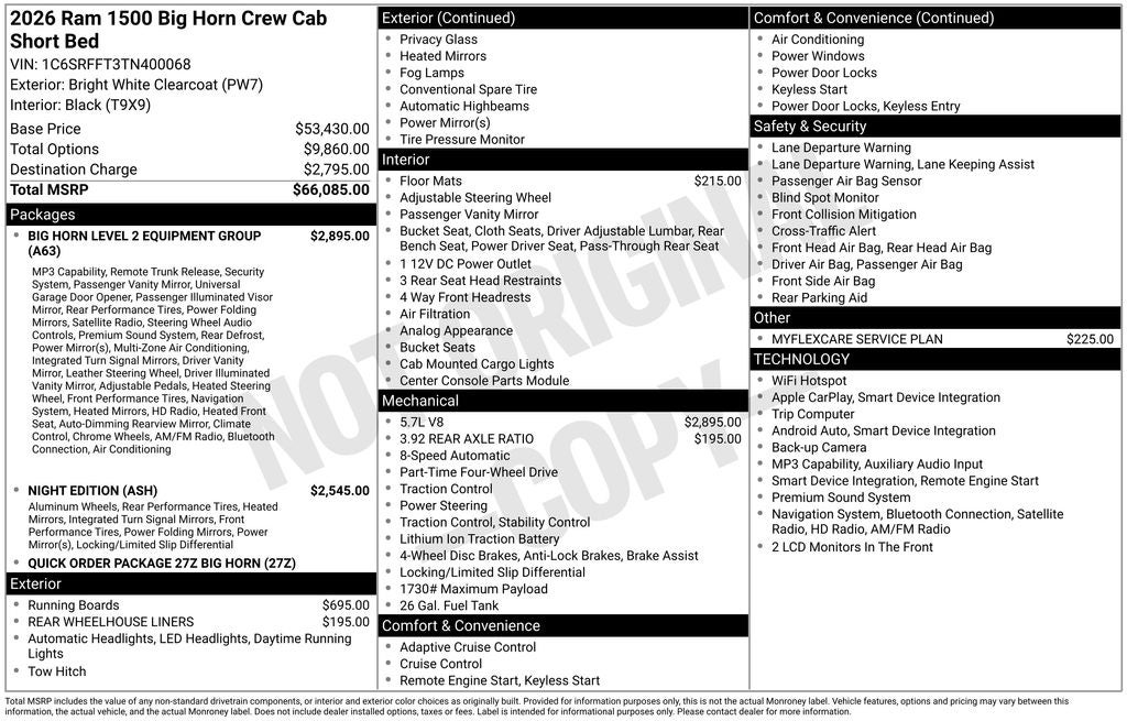 2026 RAM 1500 Big Horn/Lone Star