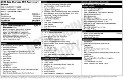 2026 Jeep Cherokee CHEROKEE 85TH ANNIVERSARY EDITION 4X4