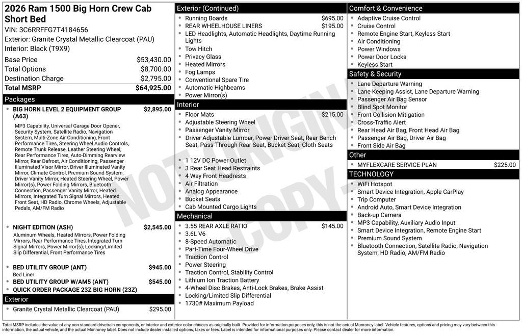 2026 RAM 1500 Big Horn/Lone Star